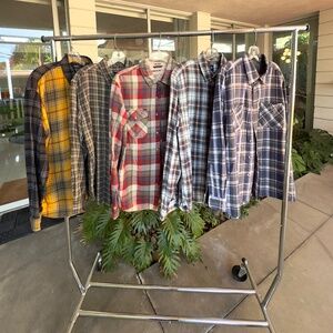 Flannel Long Sleeve 5 Shirt LOT Forever 21 Cherokee Gramicci Gap John Blair SZ M